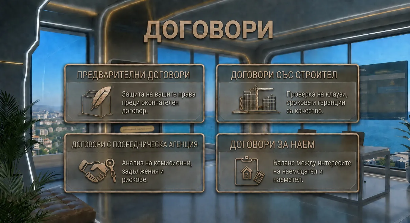 Четирите вида договори: предварителни, със строител, с посредническа агенция и за наем