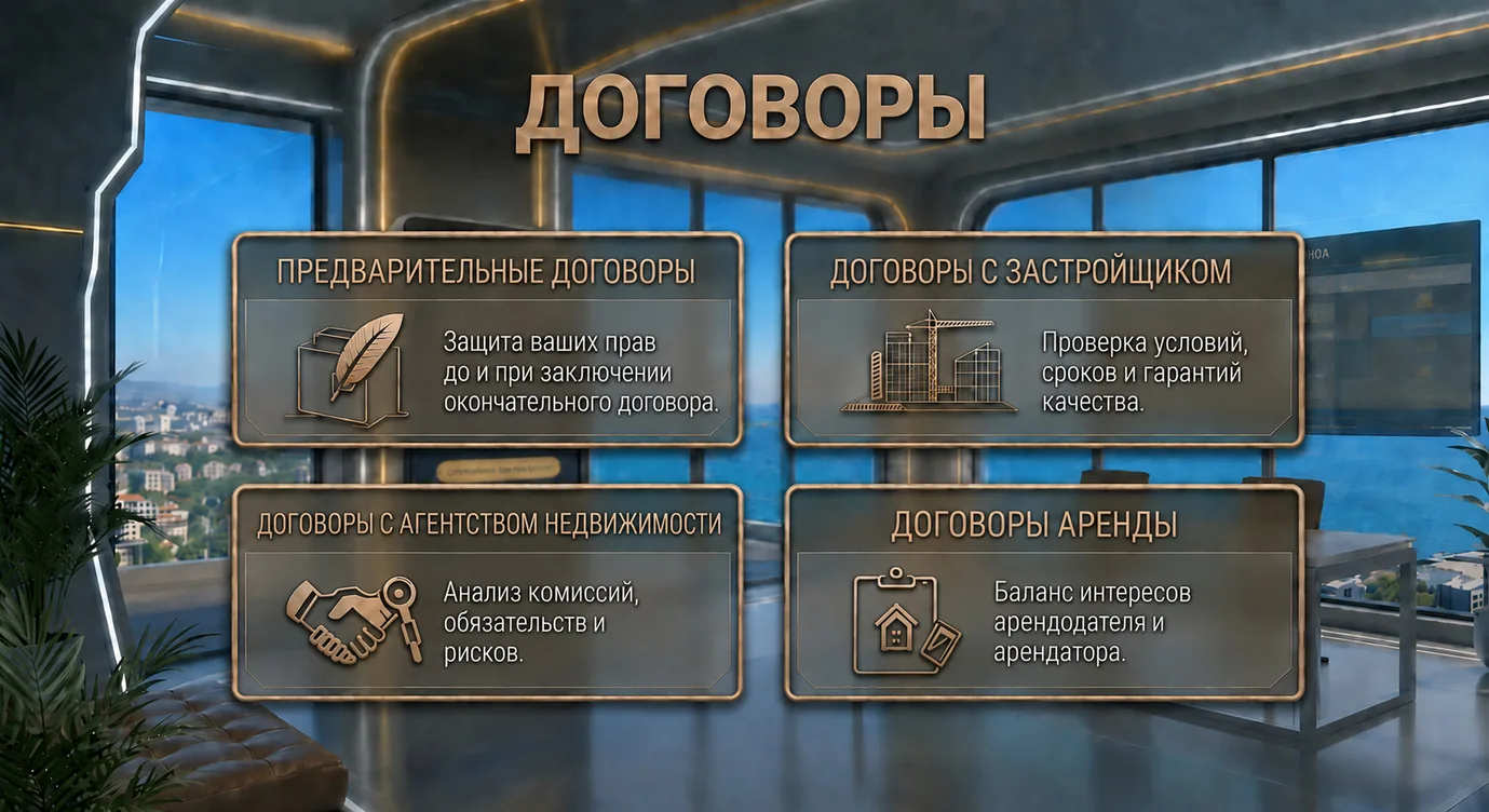 Четыре вида договоров: предварительные, с застройщиком, с посредническим агентством и аренды